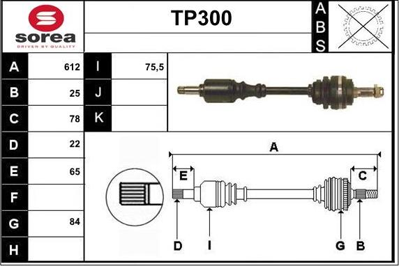 Sera TP300 - Drive Shaft autospares.lv