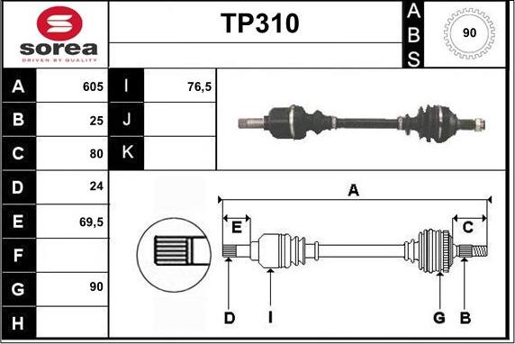 Sera TP310 - Drive Shaft autospares.lv