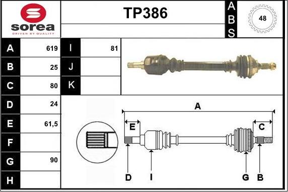 Sera TP386 - Drive Shaft autospares.lv