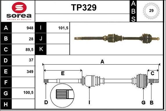 Sera TP329 - Drive Shaft autospares.lv