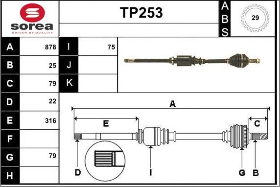 Sera TP253 - Drive Shaft autospares.lv