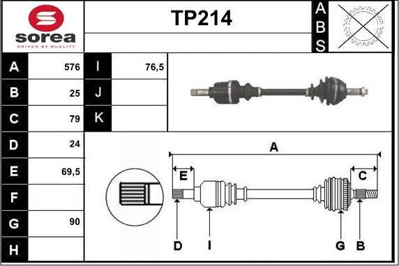 Sera TP214 - Drive Shaft autospares.lv