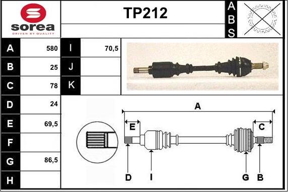 Sera TP212 - Drive Shaft autospares.lv