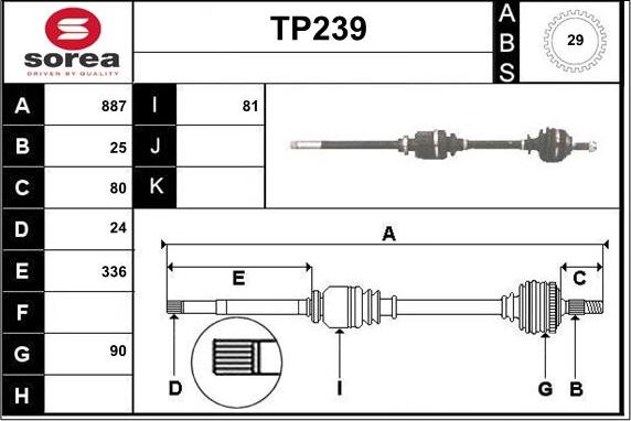 Sera TP239 - Drive Shaft autospares.lv