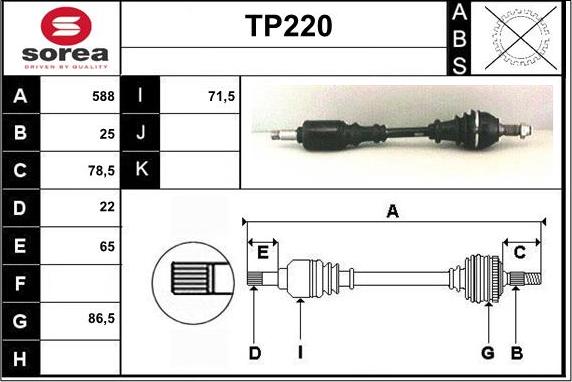 Sera TP220 - Drive Shaft autospares.lv