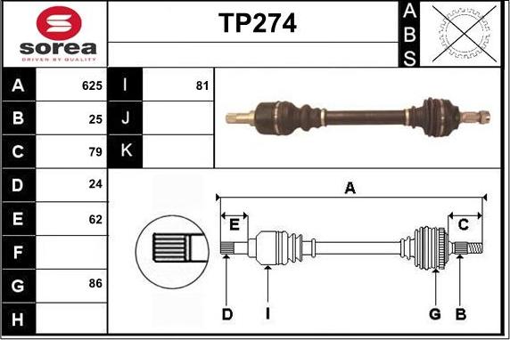 Sera TP274 - Drive Shaft autospares.lv