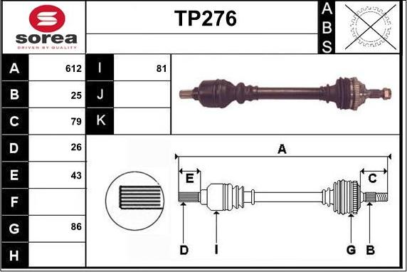 Sera TP276 - Drive Shaft autospares.lv