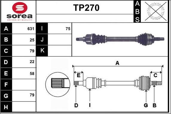 Sera TP270 - Drive Shaft autospares.lv