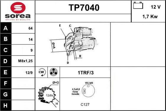 Sera TP7040 - Starter autospares.lv