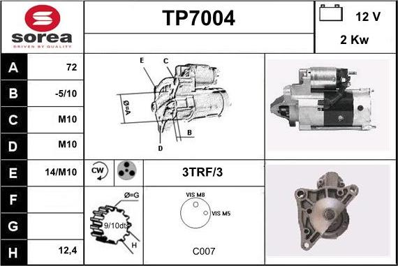 Sera TP7004 - Starter autospares.lv