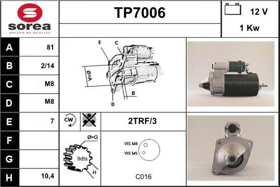 Sera TP7006 - Starter autospares.lv