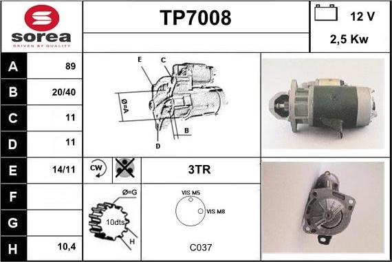 Sera TP7008 - Starter autospares.lv