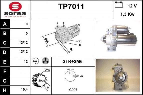 Sera TP7011 - Starter autospares.lv