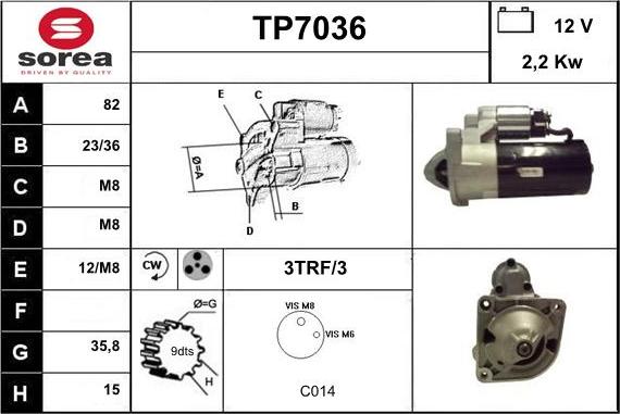 Sera TP7036 - Starter autospares.lv