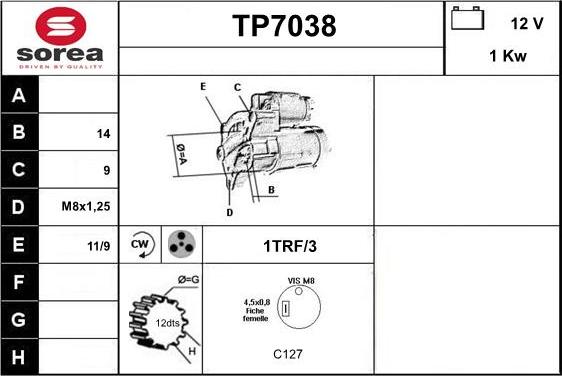 Sera TP7038 - Starter autospares.lv