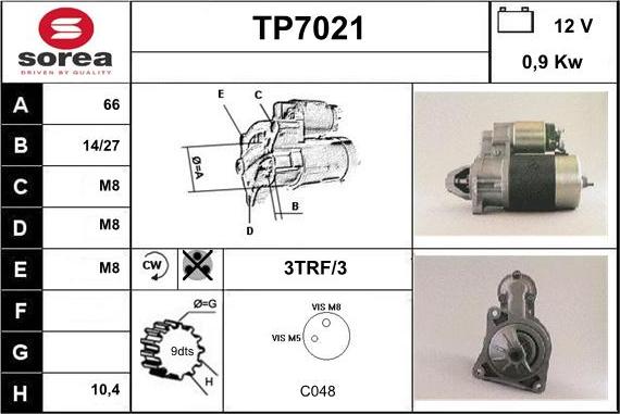 Sera TP7021 - Starter autospares.lv