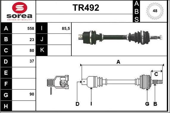 Sera TR492 - Drive Shaft autospares.lv