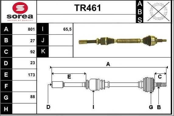 Sera TR461 - Drive Shaft autospares.lv