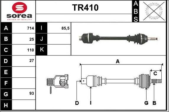 Sera TR410 - Drive Shaft autospares.lv