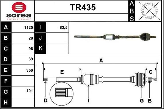 Sera TR435 - Drive Shaft autospares.lv