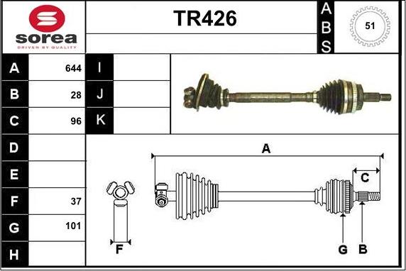 Sera TR426 - Drive Shaft autospares.lv