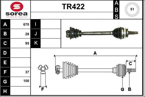 Sera TR422 - Drive Shaft autospares.lv