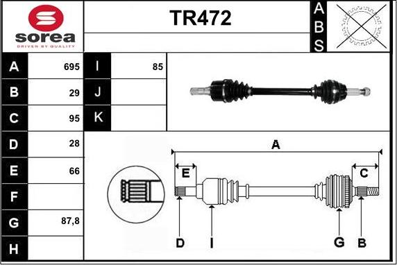 Sera TR472 - Drive Shaft autospares.lv
