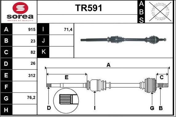 Sera TR591 - Drive Shaft autospares.lv