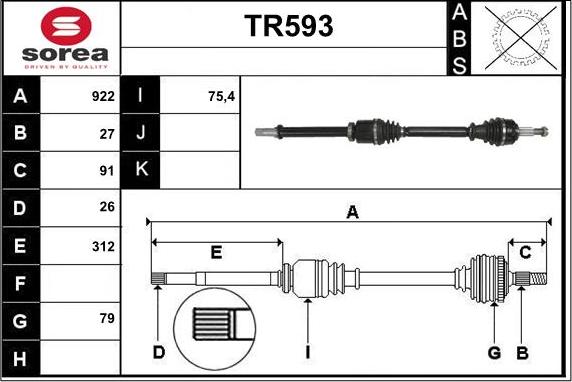 Sera TR593 - Drive Shaft autospares.lv