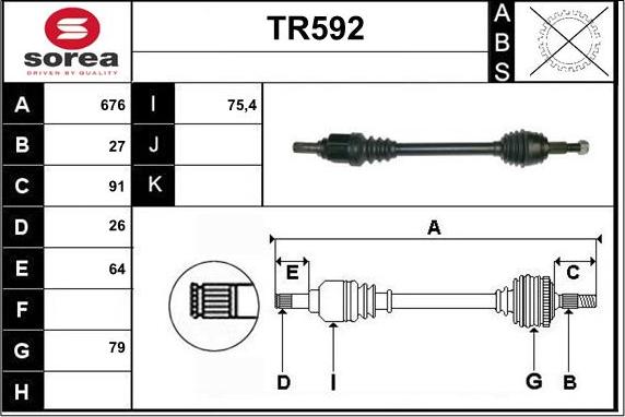 Sera TR592 - Drive Shaft autospares.lv