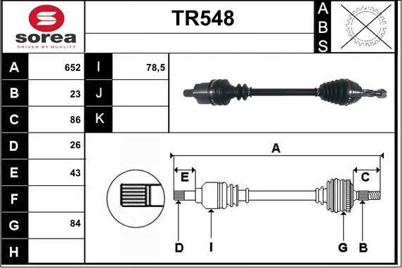 Sera TR548 - Drive Shaft autospares.lv