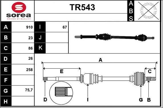 Sera TR543 - Drive Shaft autospares.lv