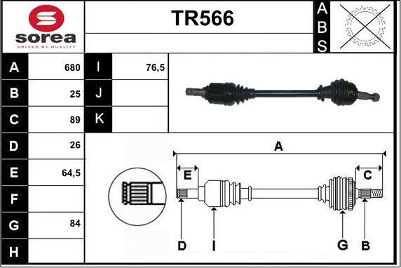 Sera TR566 - Drive Shaft autospares.lv