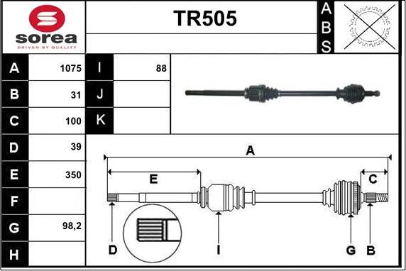 Sera TR505 - Drive Shaft autospares.lv