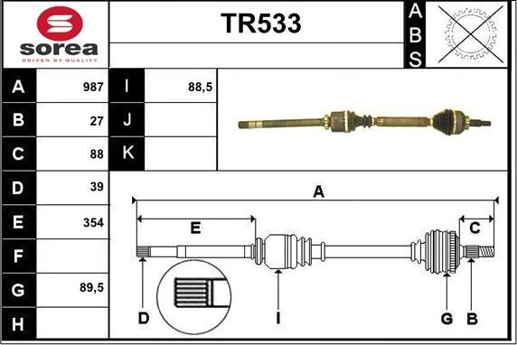 Sera TR533 - Drive Shaft autospares.lv