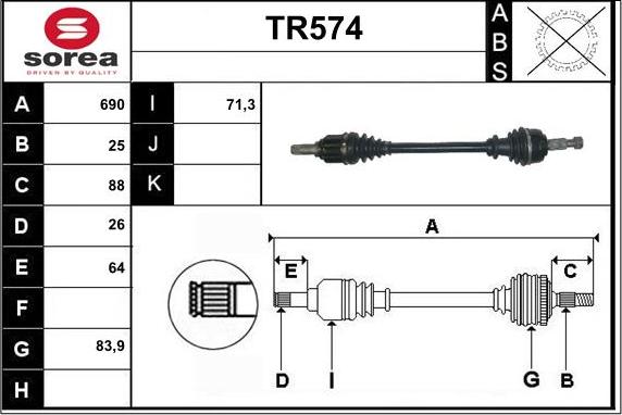 Sera TR574 - Drive Shaft autospares.lv