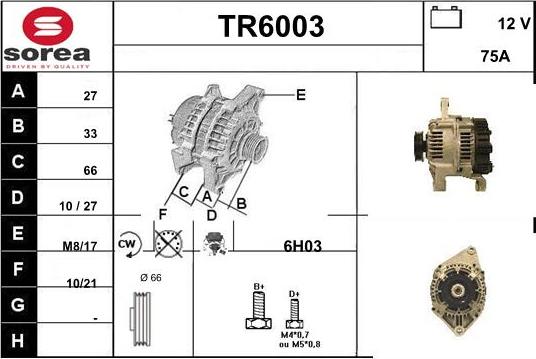 Sera TR6003 - Alternator autospares.lv