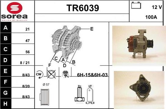 Sera TR6039 - Alternator autospares.lv