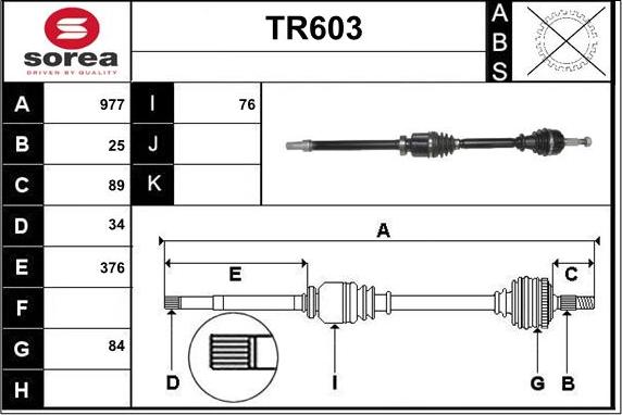 Sera TR603 - Drive Shaft autospares.lv