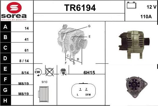 Sera TR6194 - Alternator autospares.lv