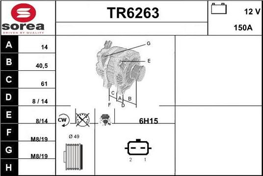 Sera TR6263 - Alternator autospares.lv