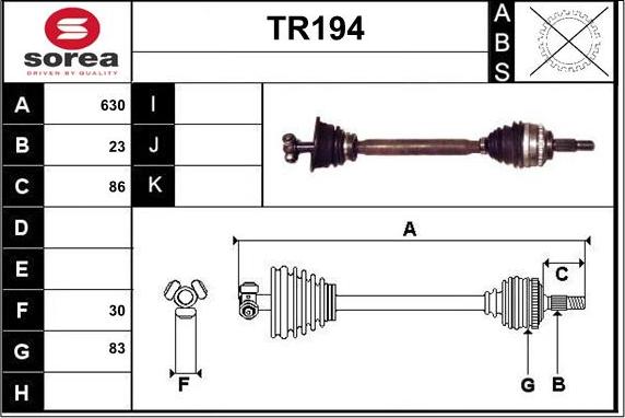 Sera TR194 - Drive Shaft autospares.lv