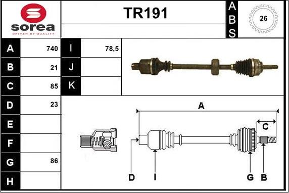 Sera TR191 - Drive Shaft autospares.lv