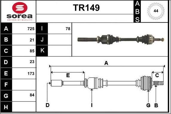 Sera TR149 - Drive Shaft autospares.lv