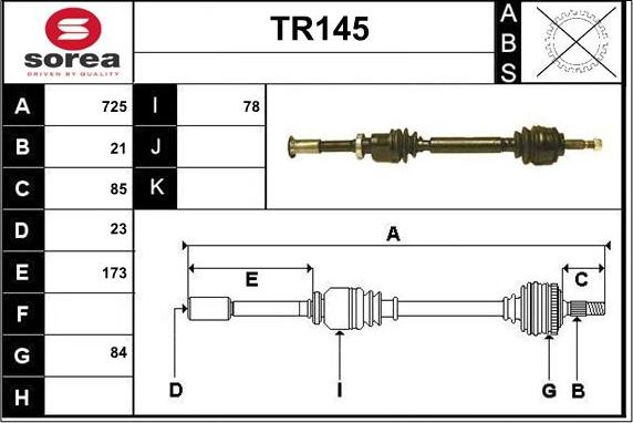 Sera TR145 - Drive Shaft autospares.lv