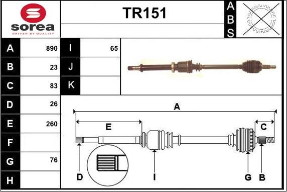 Sera TR151 - Drive Shaft autospares.lv