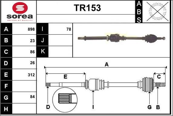 Sera TR153 - Drive Shaft autospares.lv