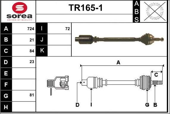 Sera TR165-1 - Drive Shaft autospares.lv