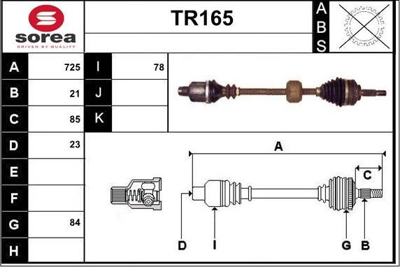 Sera TR165 - Drive Shaft autospares.lv