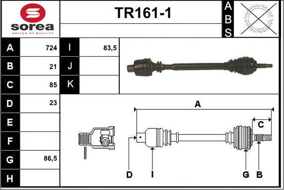 Sera TR161-1 - Drive Shaft autospares.lv